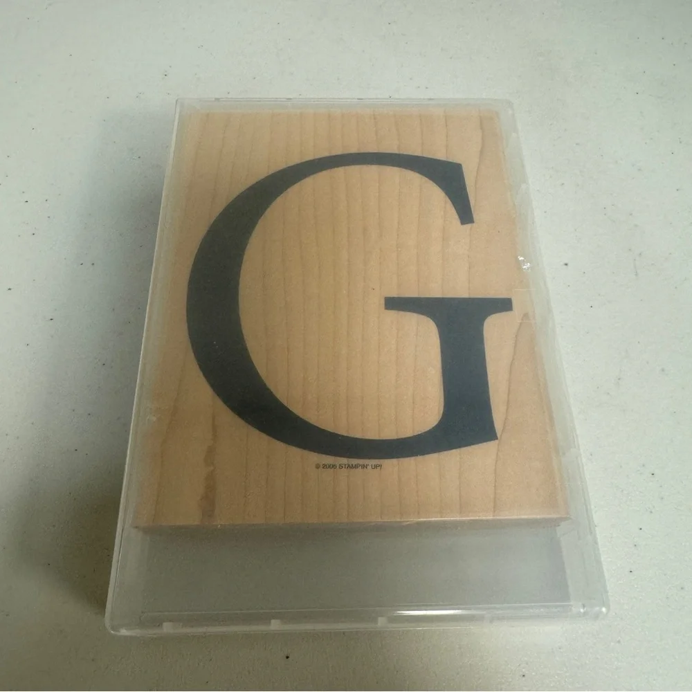 Stampin Up Retired Large G Jumbo Monogram Wood Block  Rubber Stamp Card Scrapbok